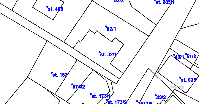Parcela st. 32/1 v KÚ Libhošť, Katastrální mapa