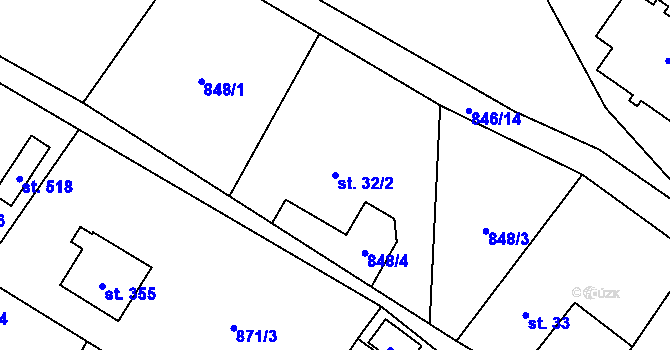 Parcela st. 32/2 v KÚ Libhošť, Katastrální mapa