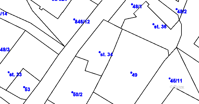 Parcela st. 34 v KÚ Libhošť, Katastrální mapa