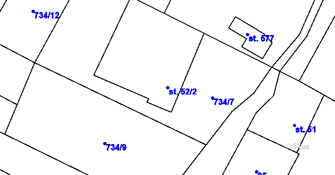 Parcela st. 52/2 v KÚ Libhošť, Katastrální mapa