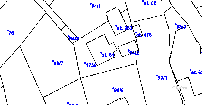 Parcela st. 61 v KÚ Libhošť, Katastrální mapa