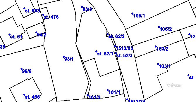 Parcela st. 62/1 v KÚ Libhošť, Katastrální mapa