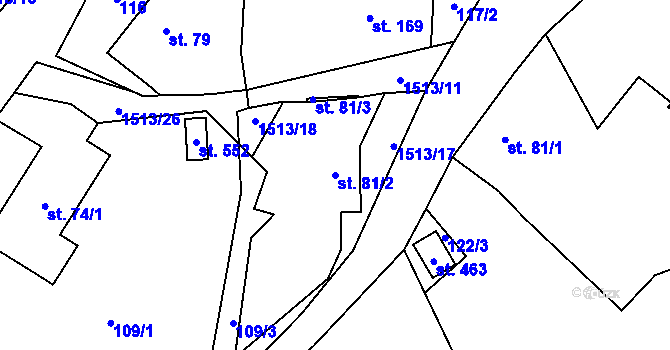 Parcela st. 81/2 v KÚ Libhošť, Katastrální mapa