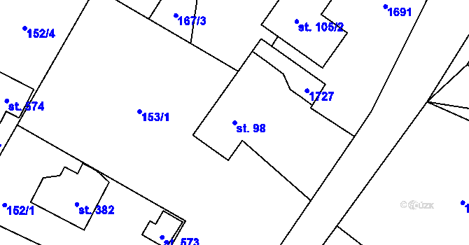 Parcela st. 98 v KÚ Libhošť, Katastrální mapa