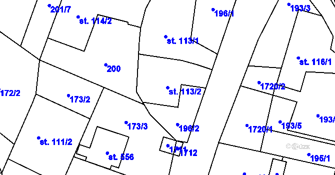 Parcela st. 113/2 v KÚ Libhošť, Katastrální mapa