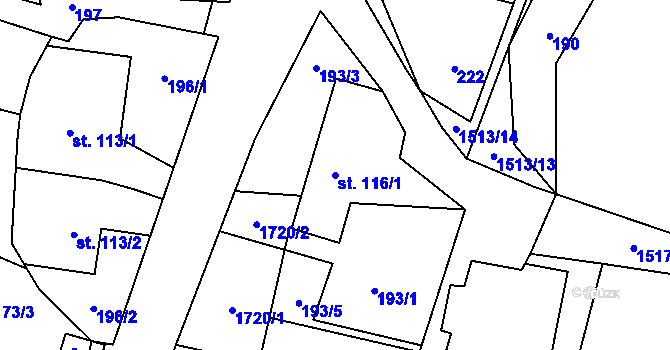Parcela st. 116/1 v KÚ Libhošť, Katastrální mapa