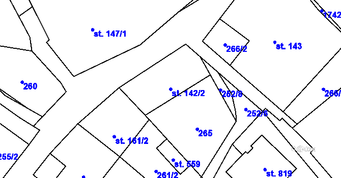 Parcela st. 142/2 v KÚ Libhošť, Katastrální mapa