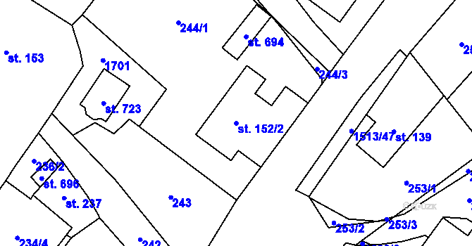 Parcela st. 152/2 v KÚ Libhošť, Katastrální mapa