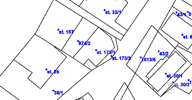 Parcela st. 173/1 v KÚ Libhošť, Katastrální mapa