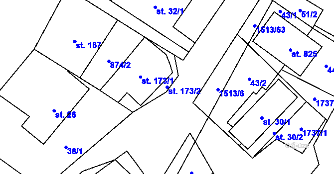 Parcela st. 173/2 v KÚ Libhošť, Katastrální mapa
