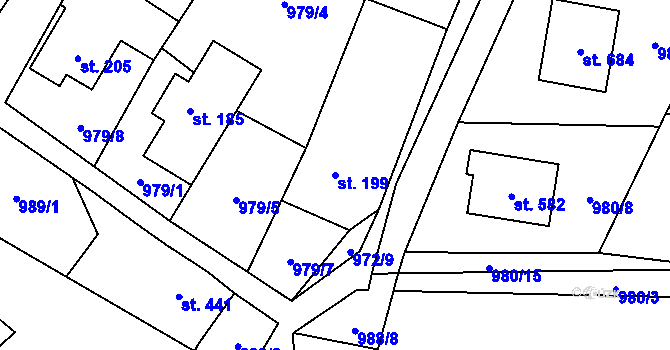 Parcela st. 199 v KÚ Libhošť, Katastrální mapa