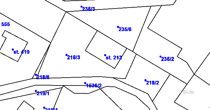 Parcela st. 213 v KÚ Libhošť, Katastrální mapa