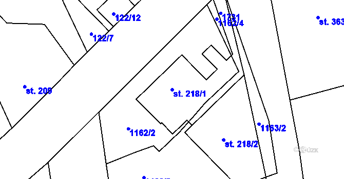 Parcela st. 218/1 v KÚ Libhošť, Katastrální mapa