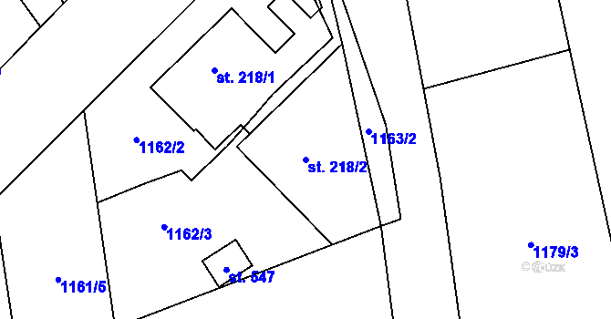 Parcela st. 218/2 v KÚ Libhošť, Katastrální mapa
