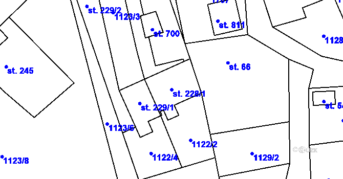 Parcela st. 228/1 v KÚ Libhošť, Katastrální mapa