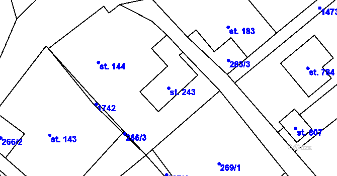 Parcela st. 243 v KÚ Libhošť, Katastrální mapa