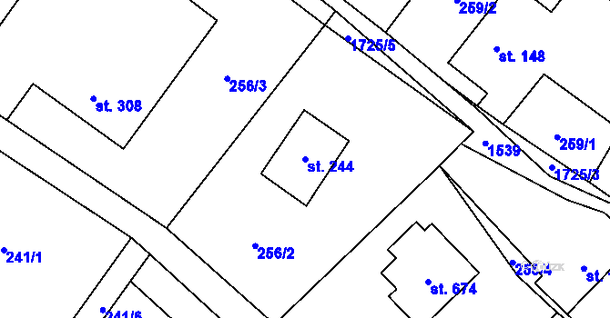 Parcela st. 244 v KÚ Libhošť, Katastrální mapa