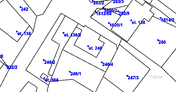 Parcela st. 246 v KÚ Libhošť, Katastrální mapa