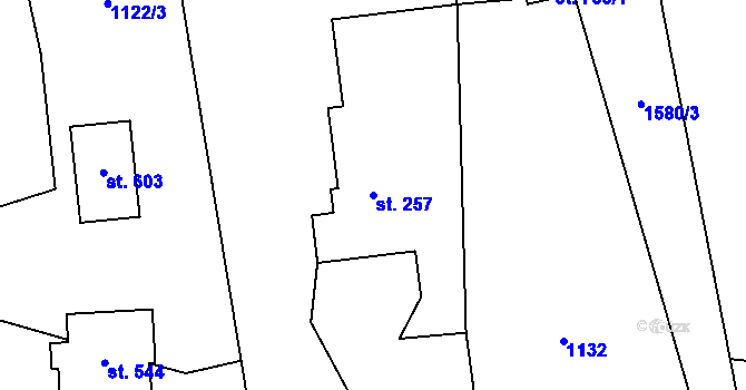 Parcela st. 257 v KÚ Libhošť, Katastrální mapa