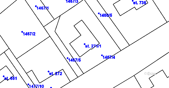 Parcela st. 271/1 v KÚ Libhošť, Katastrální mapa