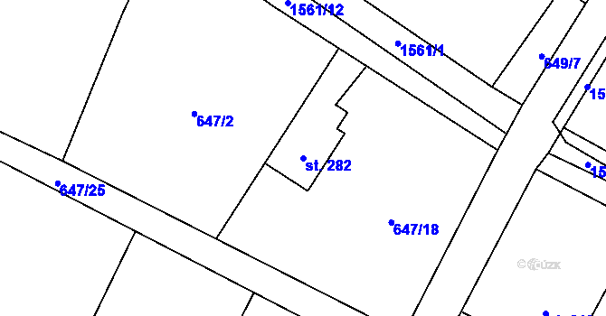 Parcela st. 282 v KÚ Libhošť, Katastrální mapa