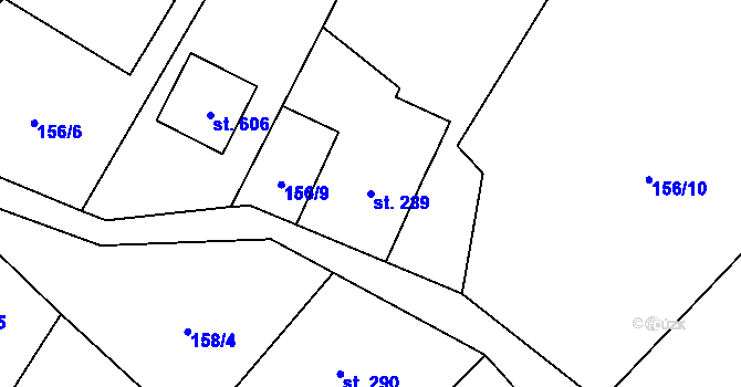 Parcela st. 289 v KÚ Libhošť, Katastrální mapa