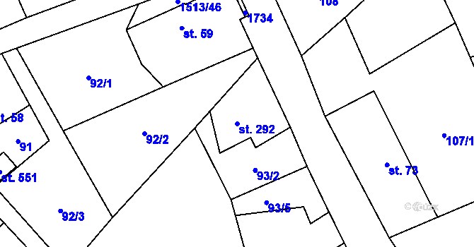 Parcela st. 292 v KÚ Libhošť, Katastrální mapa