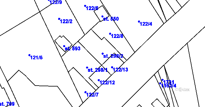 Parcela st. 298/2 v KÚ Libhošť, Katastrální mapa