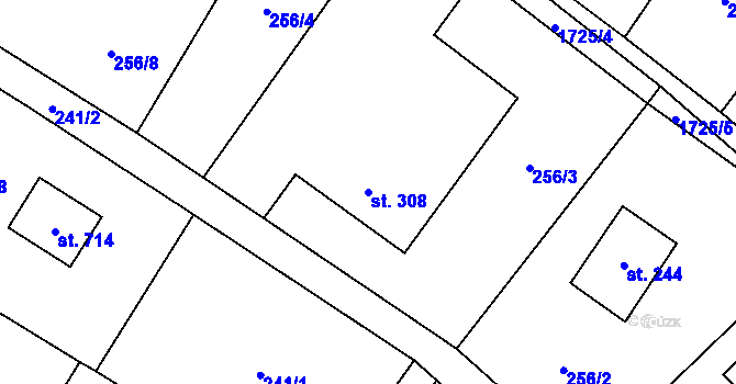 Parcela st. 308 v KÚ Libhošť, Katastrální mapa