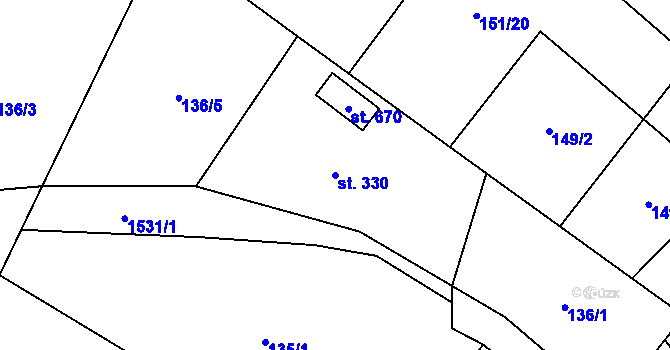 Parcela st. 330 v KÚ Libhošť, Katastrální mapa