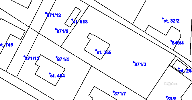 Parcela st. 355 v KÚ Libhošť, Katastrální mapa