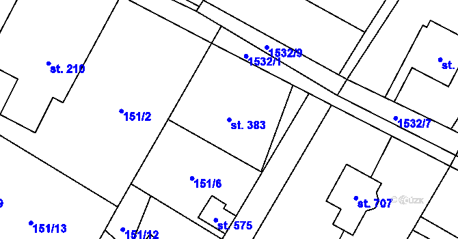 Parcela st. 383 v KÚ Libhošť, Katastrální mapa