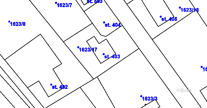 Parcela st. 403 v KÚ Libhošť, Katastrální mapa