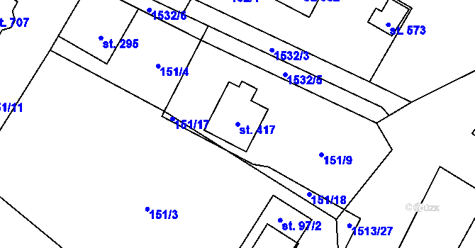 Parcela st. 417 v KÚ Libhošť, Katastrální mapa