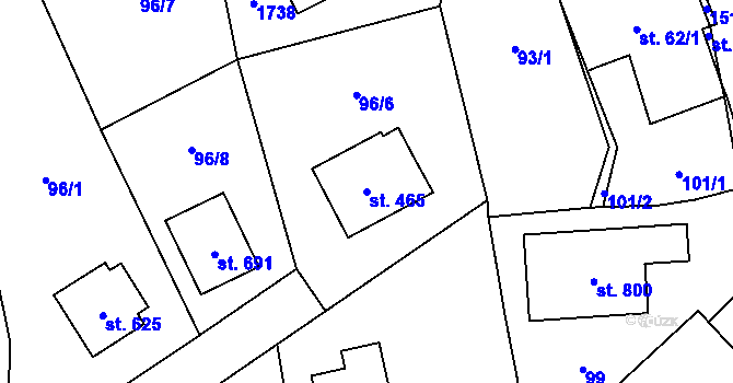Parcela st. 465 v KÚ Libhošť, Katastrální mapa