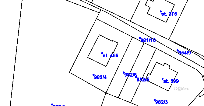 Parcela st. 466 v KÚ Libhošť, Katastrální mapa