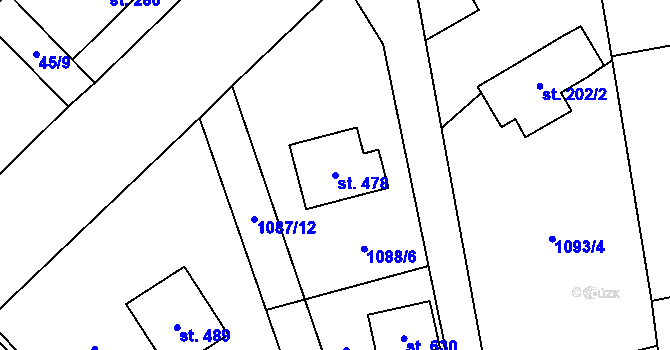 Parcela st. 478 v KÚ Libhošť, Katastrální mapa