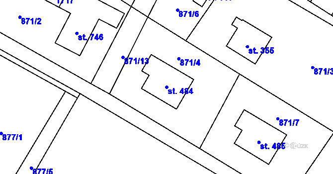 Parcela st. 484 v KÚ Libhošť, Katastrální mapa