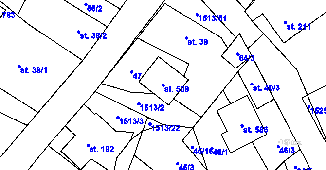 Parcela st. 509 v KÚ Libhošť, Katastrální mapa