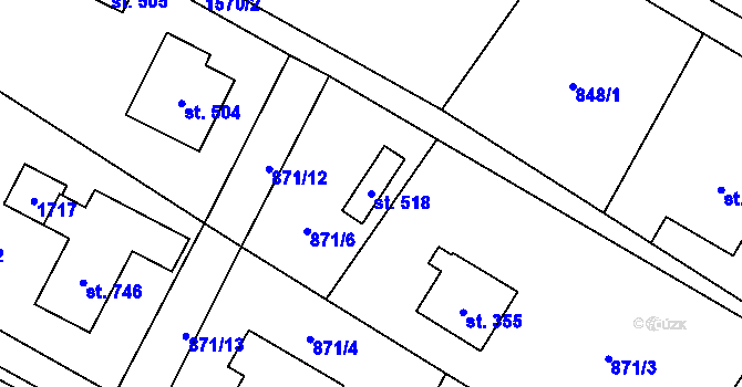 Parcela st. 518 v KÚ Libhošť, Katastrální mapa