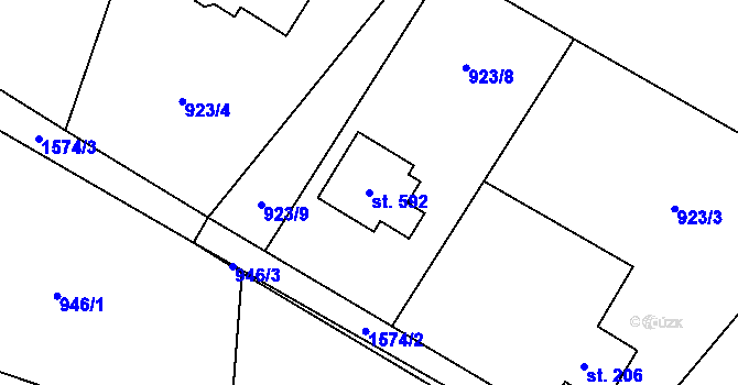 Parcela st. 592 v KÚ Libhošť, Katastrální mapa