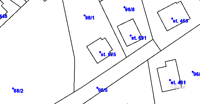 Parcela st. 625 v KÚ Libhošť, Katastrální mapa