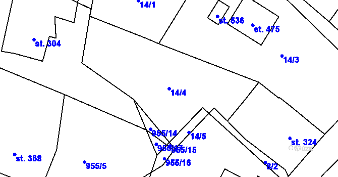 Parcela st. 14/4 v KÚ Libhošť, Katastrální mapa