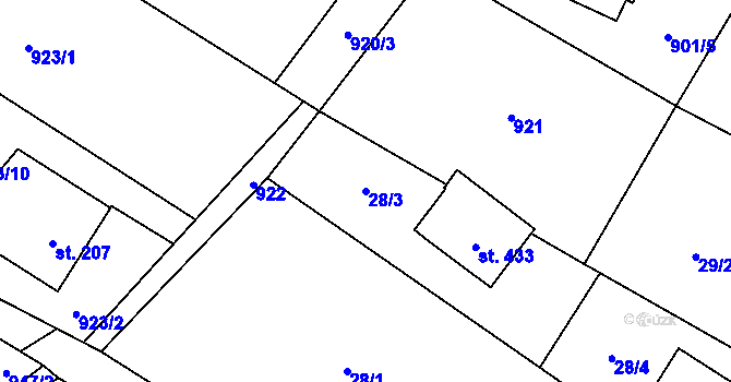 Parcela st. 28/3 v KÚ Libhošť, Katastrální mapa