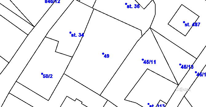 Parcela st. 49 v KÚ Libhošť, Katastrální mapa