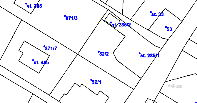 Parcela st. 52/2 v KÚ Libhošť, Katastrální mapa