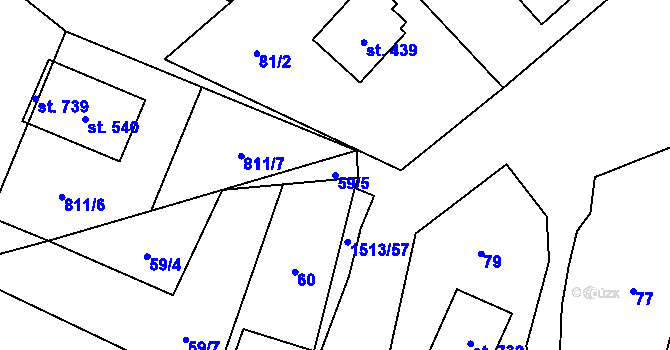 Parcela st. 59/5 v KÚ Libhošť, Katastrální mapa