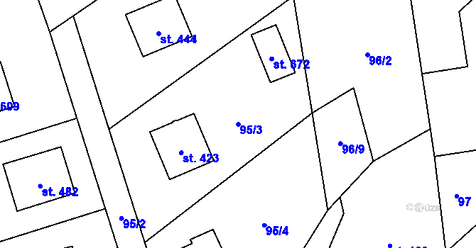 Parcela st. 95/3 v KÚ Libhošť, Katastrální mapa