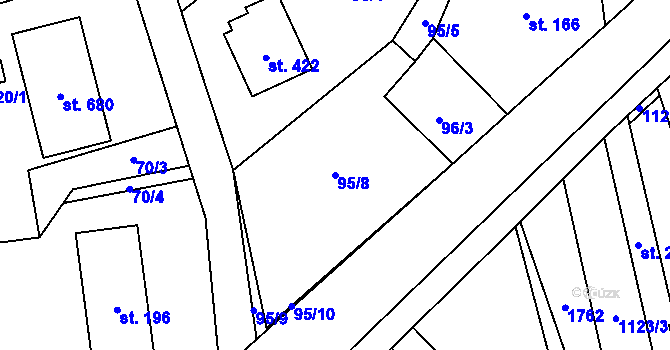 Parcela st. 95/8 v KÚ Libhošť, Katastrální mapa