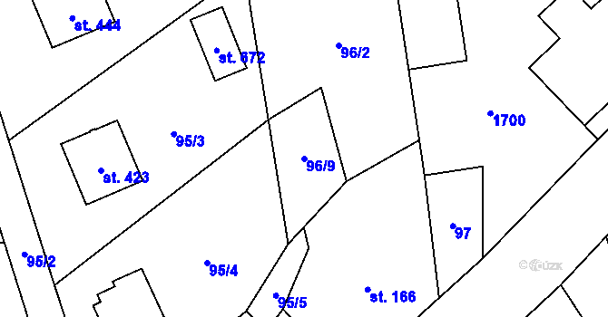 Parcela st. 96/9 v KÚ Libhošť, Katastrální mapa